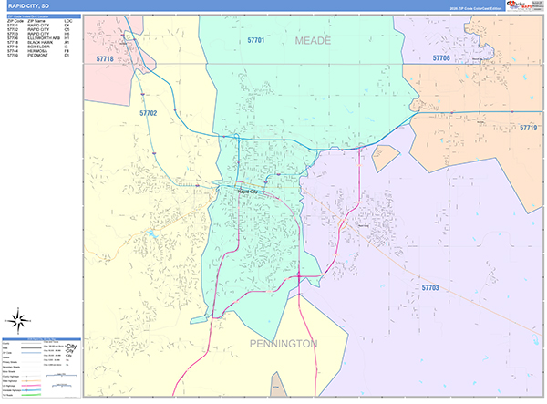 Rapid City, SD Zip Code Map